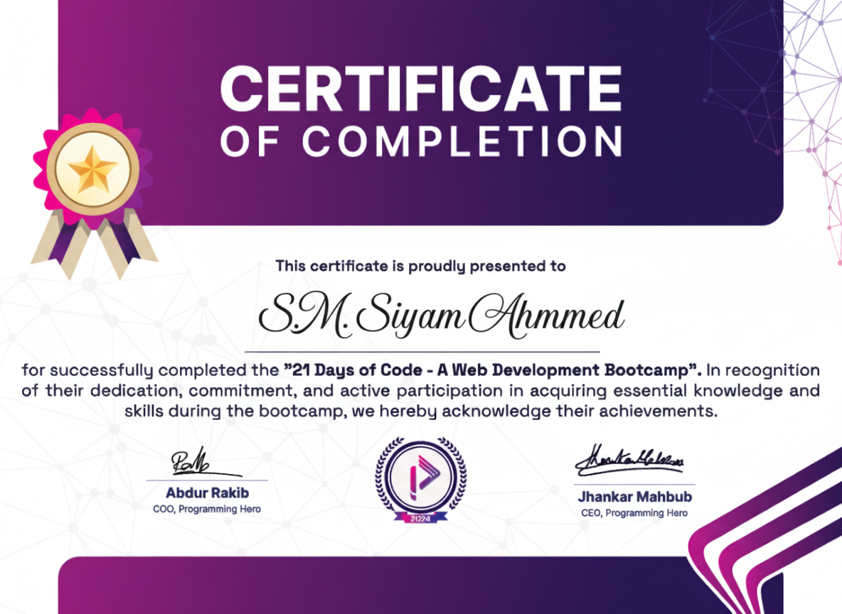 Mir Siyam Ahmad - Full Stack Web Developer | Siyam Ahmad Portfolio